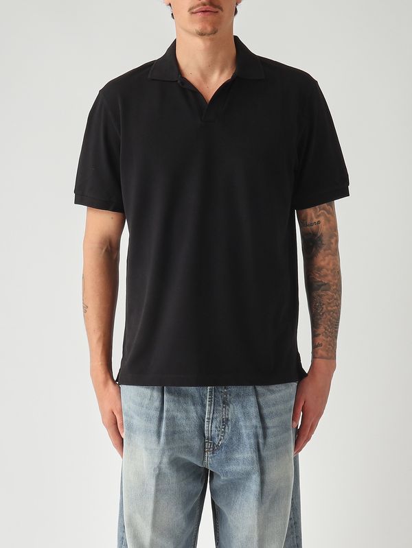 Polo para hombre Charles de algodón elástico Piqué 00 Negro MC2 Saint Barth