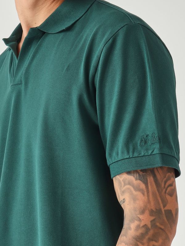 5. Herren-Poloshirt Charles aus Stretch-Baumwolle Piquet 51 Britisch Grün MC2 Saint Barth chs0001