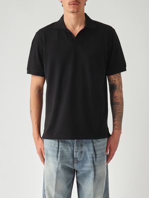 1. Herren-Poloshirt Charles aus Stretch-Baumwolle Piquet 00 Schwarz