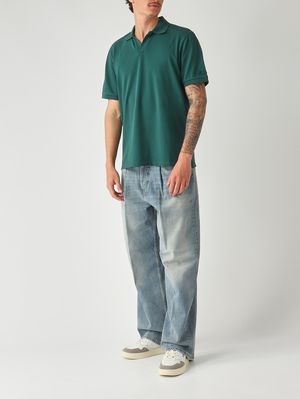 2. Herren-Poloshirt Charles aus Stretch-Baumwolle Piquet 51 Britisch Grün