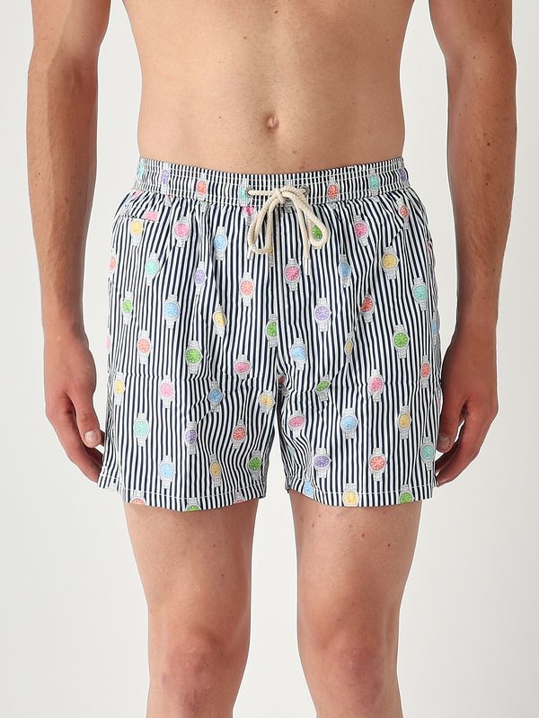 Herren-Badehose Lighting mit Mikro-Muster Uhr MC2 Saint Barth