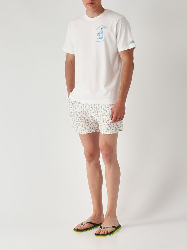 3. Herren-Badehose Lighting mit Mikro-Muster Rosa-Elfenbein MC2 Saint Barth lig0003