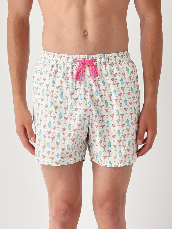 Herren-Badehose Lighting mit Mikro-Muster Rosa-Elfenbein MC2 Saint Barth