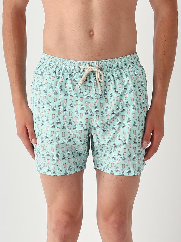 Herren-Badehose Lighting mit Mikro-Muster Aquagrün MC2 Saint Barth