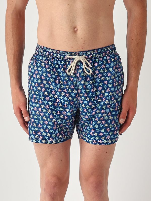 1. Herren-Badehose Lighting mit Mikro-Muster Marineblau MC2 Saint Barth lig0003