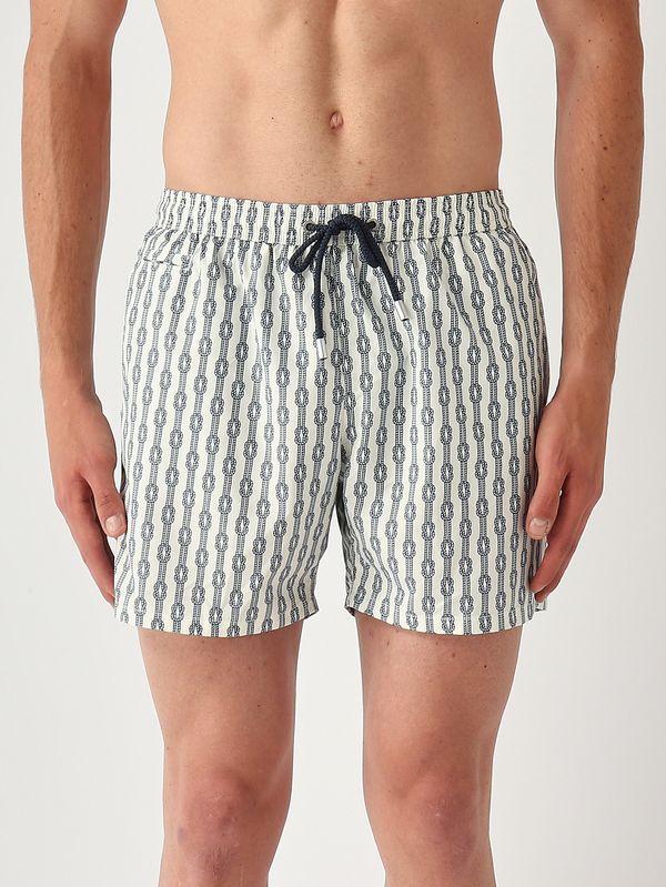 Herren-Badehose Lighting mit Mikro-Muster Elfenbein-Marineblau MC2 Saint Barth