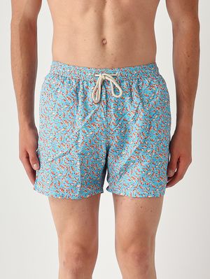 1. Herren-Badehose Lighting mit Mikro-Muster Blau-Rot