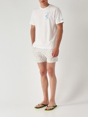 3. Herren-Badehose Lighting mit Mikro-Muster Rosa-Elfenbein