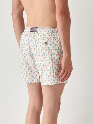 2. Herren-Badehose Lighting mit Mikro-Muster Rosa-Elfenbein