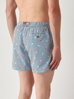 2. Herren-Badehose Lighting mit Mikro-Muster Weiß-Blau