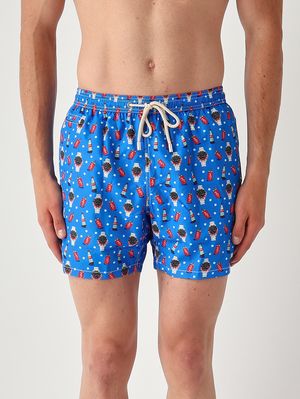 1. Herren-Badehose Lighting mit Mikro-Muster Blau