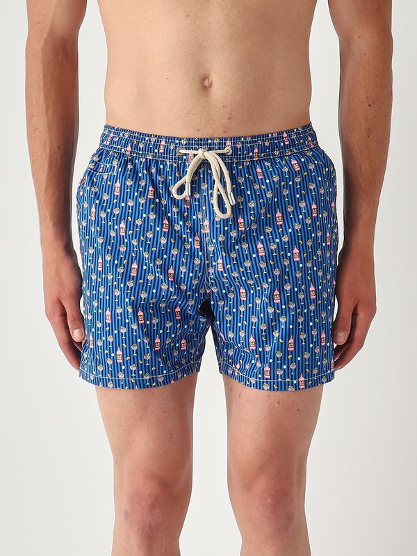 Herren-Badehose Lighting mit Mikro-Muster Blau MC2 Saint Barth