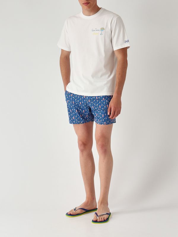3. Herren-Badehose Lighting mit Mikro-Muster Blau MC2 Saint Barth lig0016