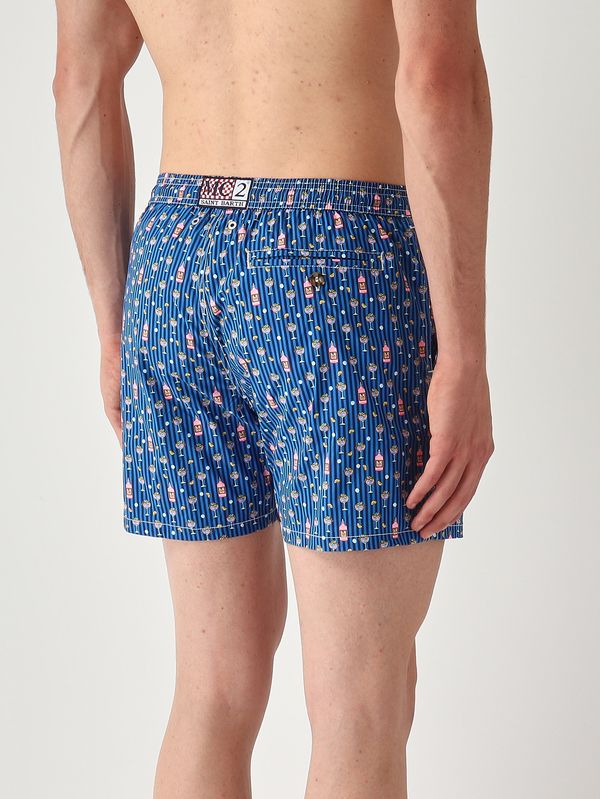2. Herren-Badehose Lighting mit Mikro-Muster Blau MC2 Saint Barth lig0016