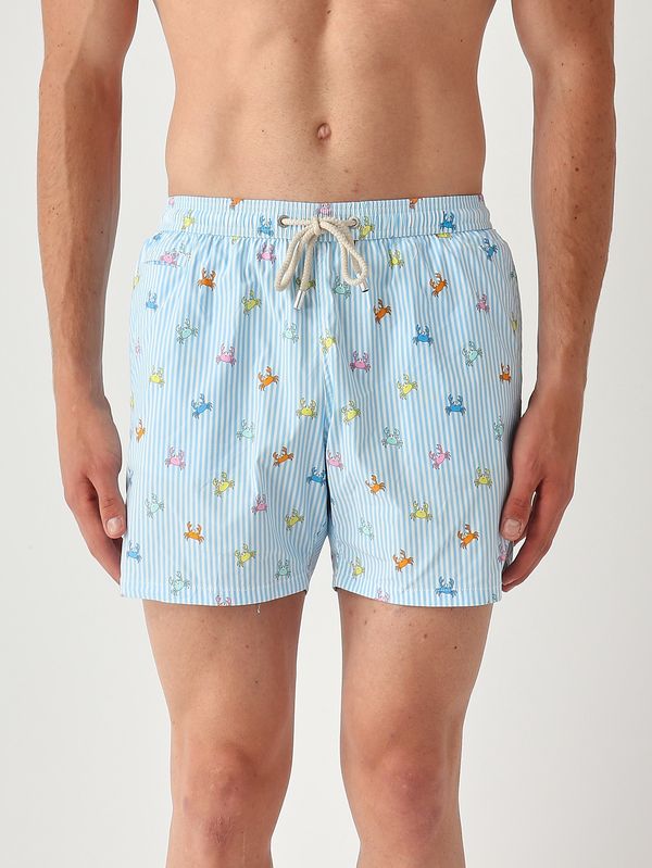 Herren-Badehose Lighting mit Mikro-Muster Himmelblau MC2 Saint Barth
