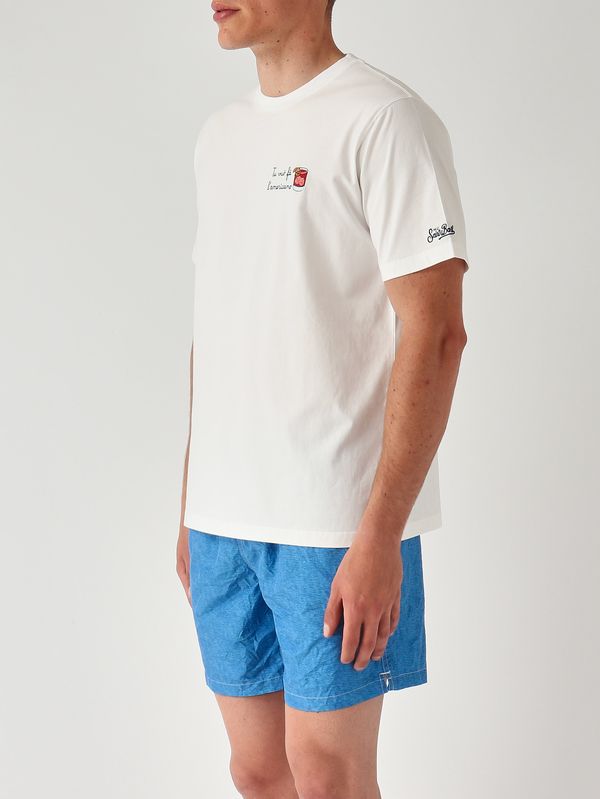 3. T-shirt Portofino en coton pour homme Americano 01n Emb MC2 Saint Barth pot0001