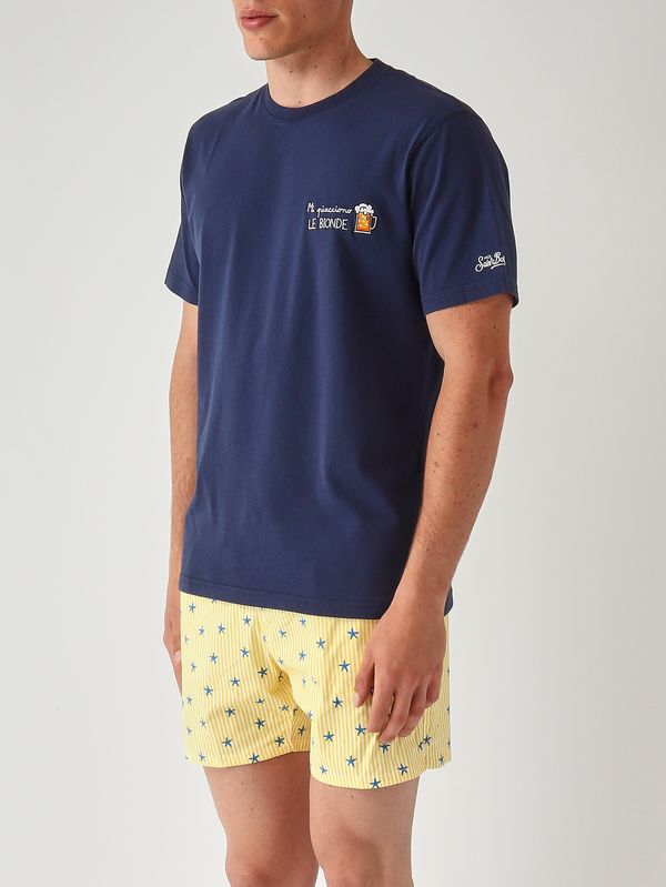 3. T-shirt Portofino en coton pour homme Bières blondes 61 Emb MC2 Saint Barth pot0001