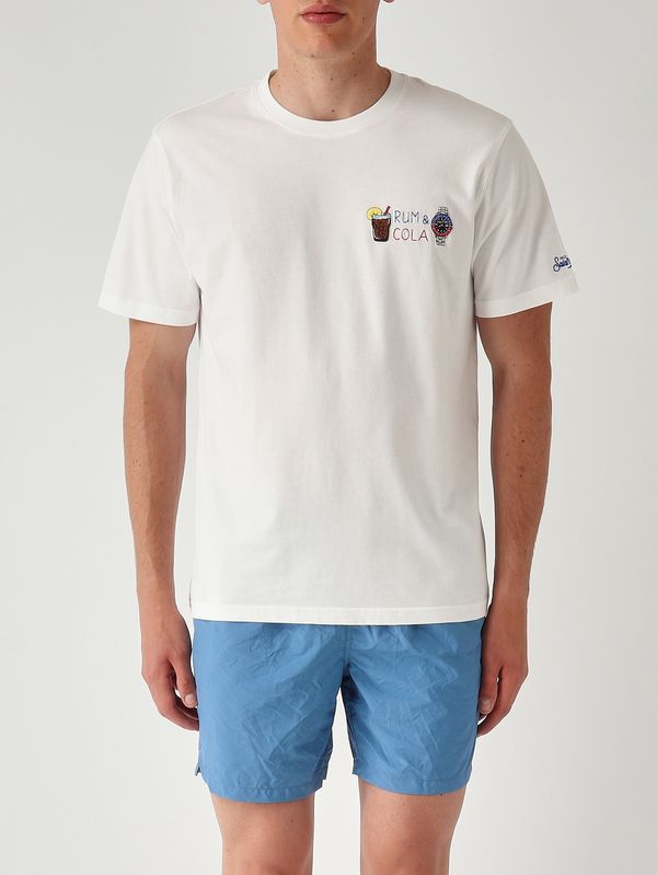 1. Herren-T-Shirt Portofino aus Baumwolle Rum Cola Watch 01n Emb MC2 Saint Barth pot0001