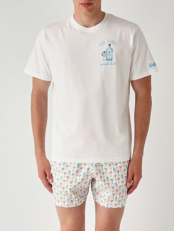 1. T-shirt Portofino en coton pour homme Social Gin 01n Emb MC2 Saint Barth pot0001