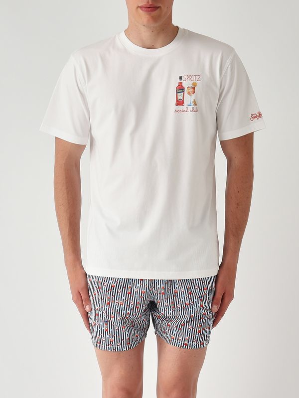 1. T-shirt Portofino en coton pour homme Social Spritz 01n Emb MC2 Saint Barth pot0001