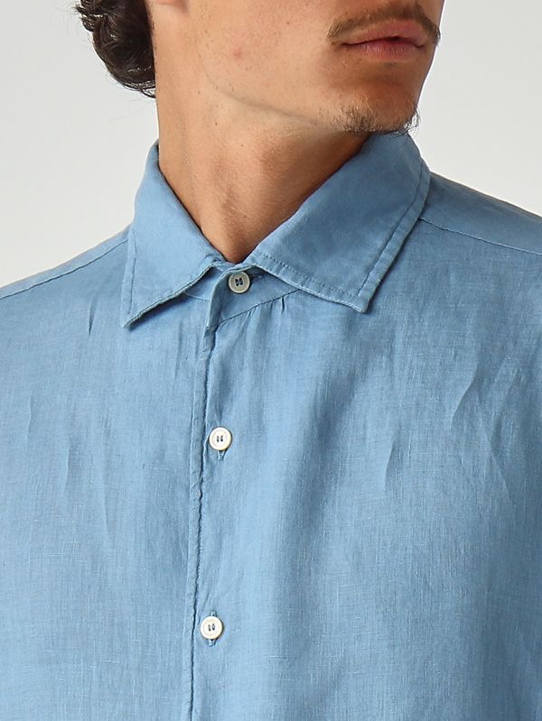 5. Camicia uomo Raphael in lino Azzurro MC2 Saint Barth rph0001
