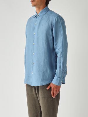 3. Camicia uomo Raphael in lino Azzurro