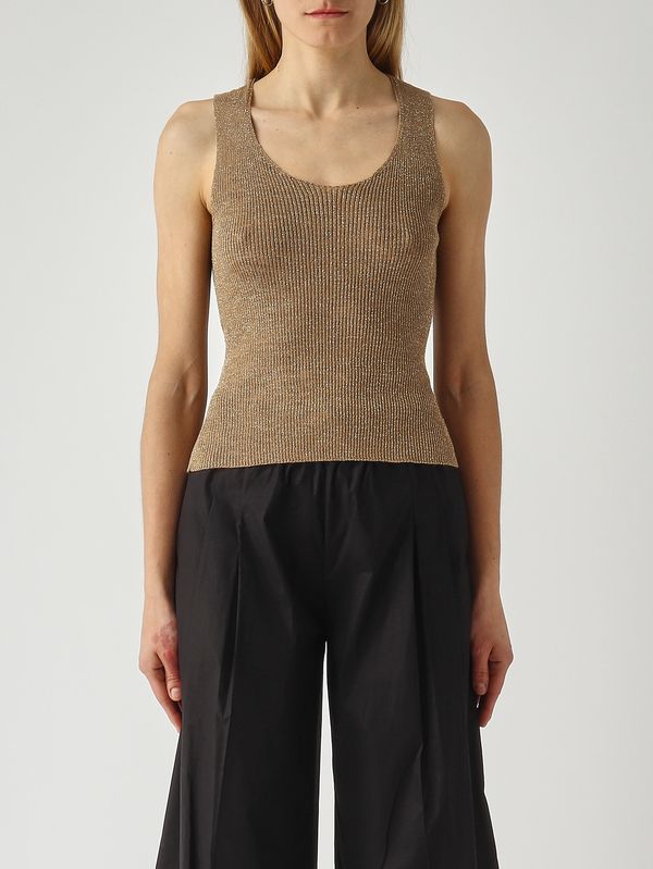 1. Top donna in misto lino lurex Oro Lurex Twinset 261tt3212