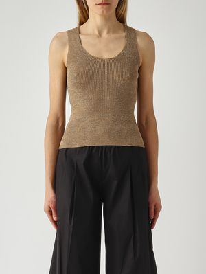 1. Top donna in misto lino lurex Oro Lurex