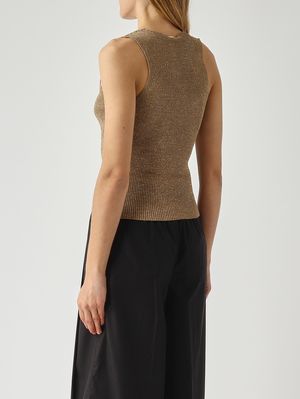 4. Top donna in misto lino lurex Oro Lurex