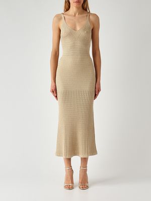1. Robe en maille de viscose pour femme Sable-Lurex