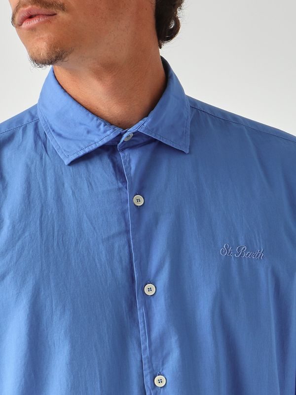 5. Men's Chemise Ice shirt in cotton muslin Wisteria MC2 Saint Barth lcm0001