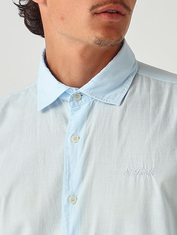5. Men's Chemise Ice shirt in cotton muslin Light Blue MC2 Saint Barth lcm0001