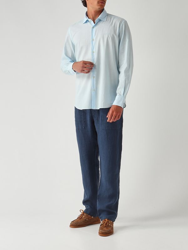 2. Men's Chemise Ice shirt in cotton muslin Light Blue MC2 Saint Barth lcm0001
