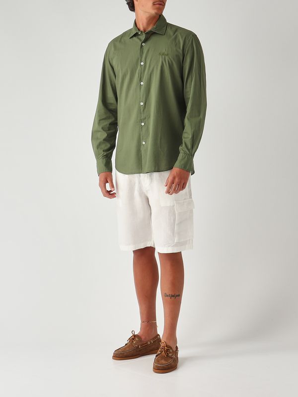 2. Camisa de hombre Chemise Ice de muselina de algodón Militar MC2 Saint Barth lcm0001