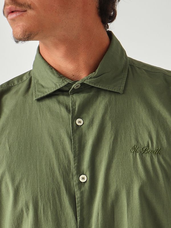 5. Camisa de hombre Chemise Ice de muselina de algodón Militar MC2 Saint Barth lcm0001