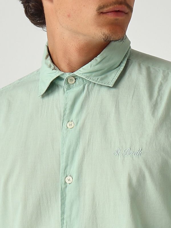 5. Chemise pour homme Chemise Ice en mousseline de coton Sauge MC2 Saint Barth lcm0001