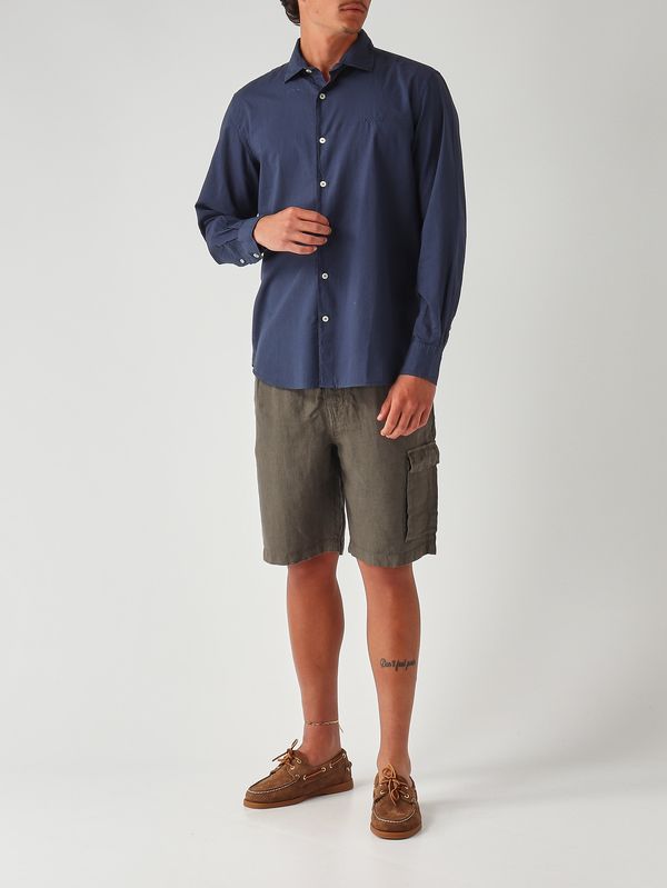 2. Chemise pour homme Chemise Ice en mousseline de coton Bleu marine MC2 Saint Barth lcm0001