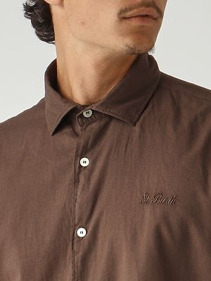 5. Men's Chemise Ice shirt in cotton muslin Brown