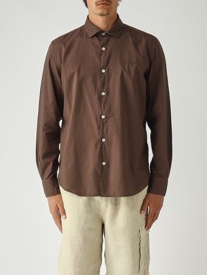 1. Men's Chemise Ice shirt in cotton muslin Brown