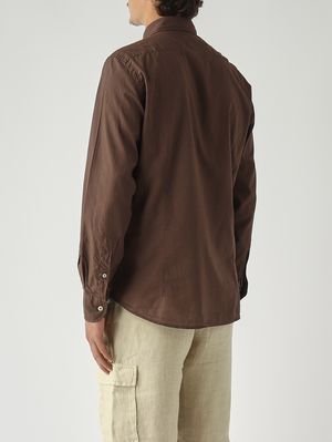 4. Men's Chemise Ice shirt in cotton muslin Brown
