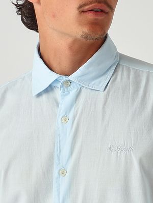 5. Men's Chemise Ice shirt in cotton muslin Light Blue