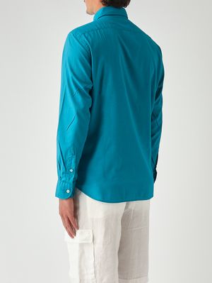 4. Camisa de hombre Chemise Ice de muselina de algodón Turquesa