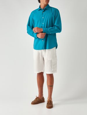 2. Camisa de hombre Chemise Ice de muselina de algodón Turquesa