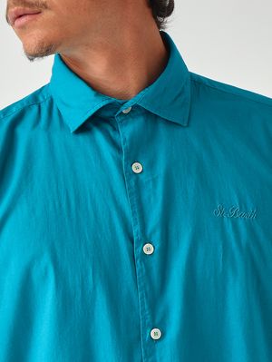 5. Camisa de hombre Chemise Ice de muselina de algodón Turquesa