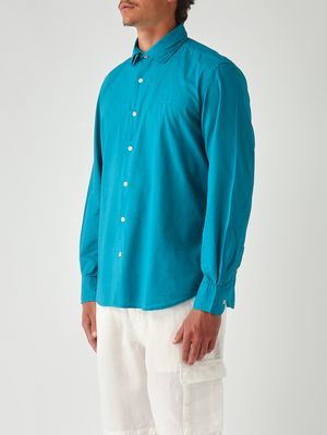 3. Camisa de hombre Chemise Ice de muselina de algodón Turquesa