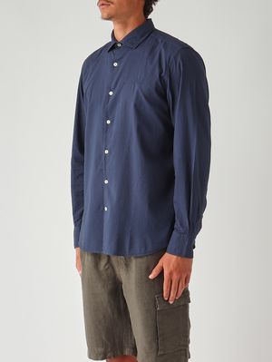 3. Chemise pour homme Chemise Ice en mousseline de coton Bleu marine