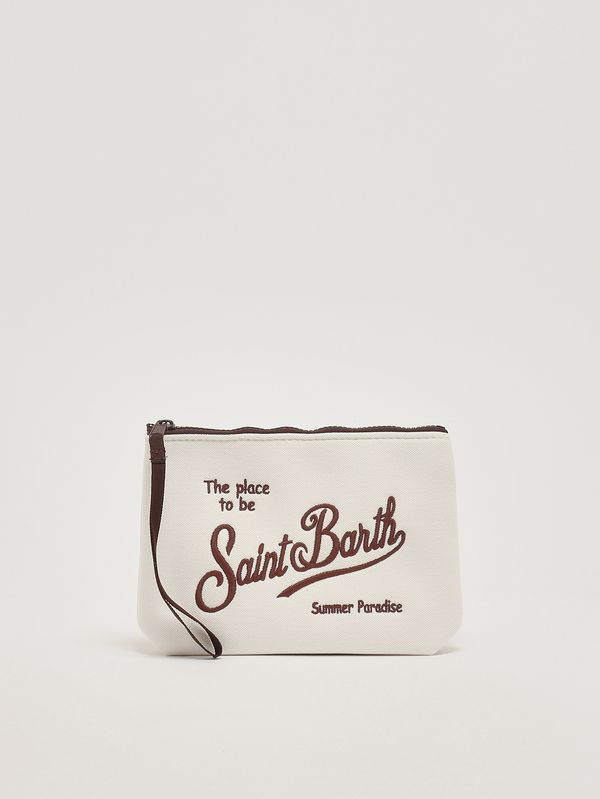1. Aline Pochette aus Scuba-Stoff Weiß-Braun MC2 Saint Barth ali0008