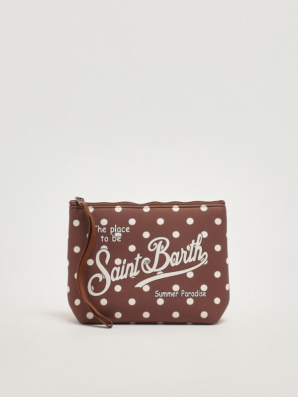 1. Aline Pochette aus Scuba-Stoff Braun-weiße Punkte MC2 Saint Barth alin001