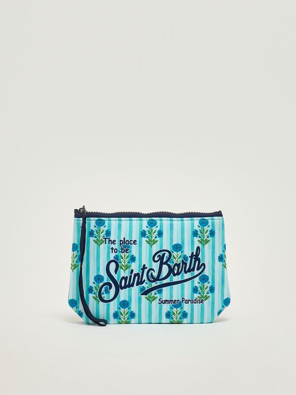 1. Aline Pochette aus Scuba-Stoff Hellblaue Streifen MC2 Saint Barth alin001