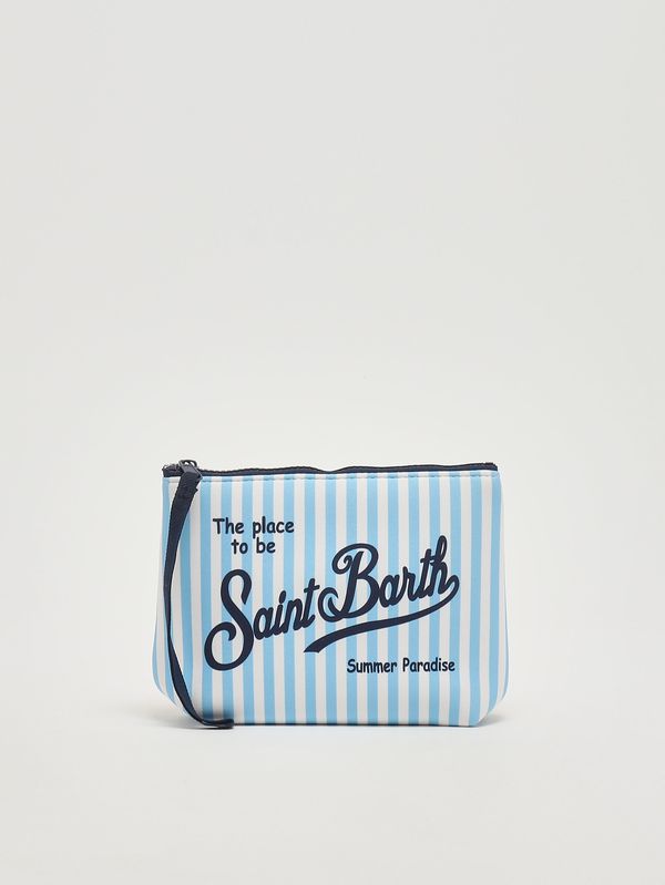 Aline Pochette aus Scuba-Stoff Hellblaue Streifen MC2 Saint Barth